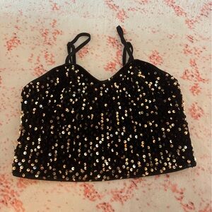Sequin Black and Gold Women's Top